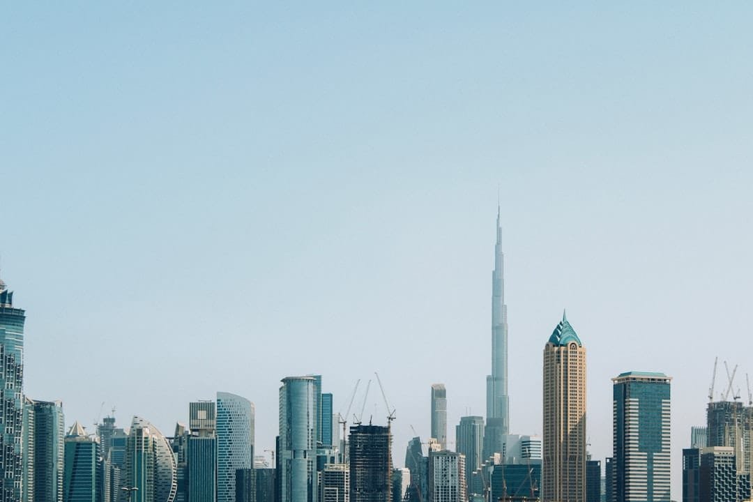 Dubai city skyline with modern business buildings representing job opportunities in the Arab world
